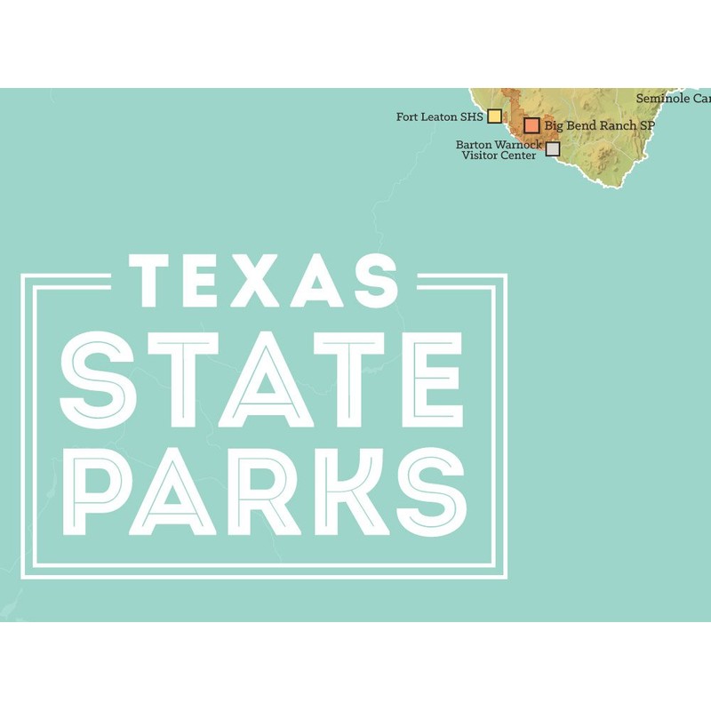 Best Maps Ever Texas State Parks Map 18x24 Poster (Green