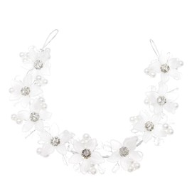 LOHGOU Girls Flower Wedding Hair Vine, Kids Wedding Bridal Pearl Headpiece Hair Vine Accessories for Prom Birthday Party (White, One Size)