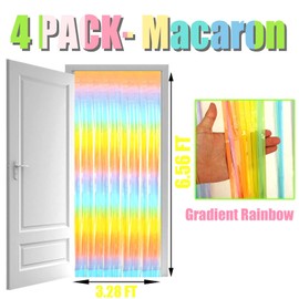 4 Pack Rainbow Foil Fringe Curtain Backdrop, 3.28Ft x 6.56Ft Colorful Metallic Tinsel Foil Streamers Curtains for Photo Booth, Wedding, Thanksgiving, Birthday, Christmas, Easter Party Decoration