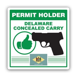 Delaware Concealed Carry Permit Holder CCW Sticker for Water Bottle Phone Tumbler Hard hat - Four Pack