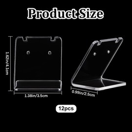 CRASPIRE 12Pcs Acrylic Earring Display Holder 1.38x1.6 L Shaped Single Pair Clear Dangling Necklace Slant Jewelry Rack Stand Storage Organizer Transparent Showcase for Woman Earring Merchant Show