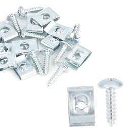 Motoforti Universal Car Clips U Clips and Screws, 4.2x16mm, Metal, Silver Tone, 10 Set