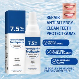 2pcs Hydroxyapatite Toothpaste,30ml 7.5% Hydroxyapatite Toothpaste,Fluoride-Free,Suitable for Repairing and Protecting Tooth Enamelfreshening Breath and Promoting Gum Health