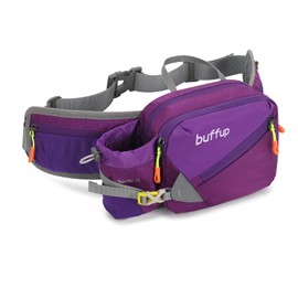 buffup® Bum Bag with Bottle Holder, Hip Bag Sport for Outdoor Dog Training, Cycling, Hiking, Running, Belt Bag Women Men Large (Purple)