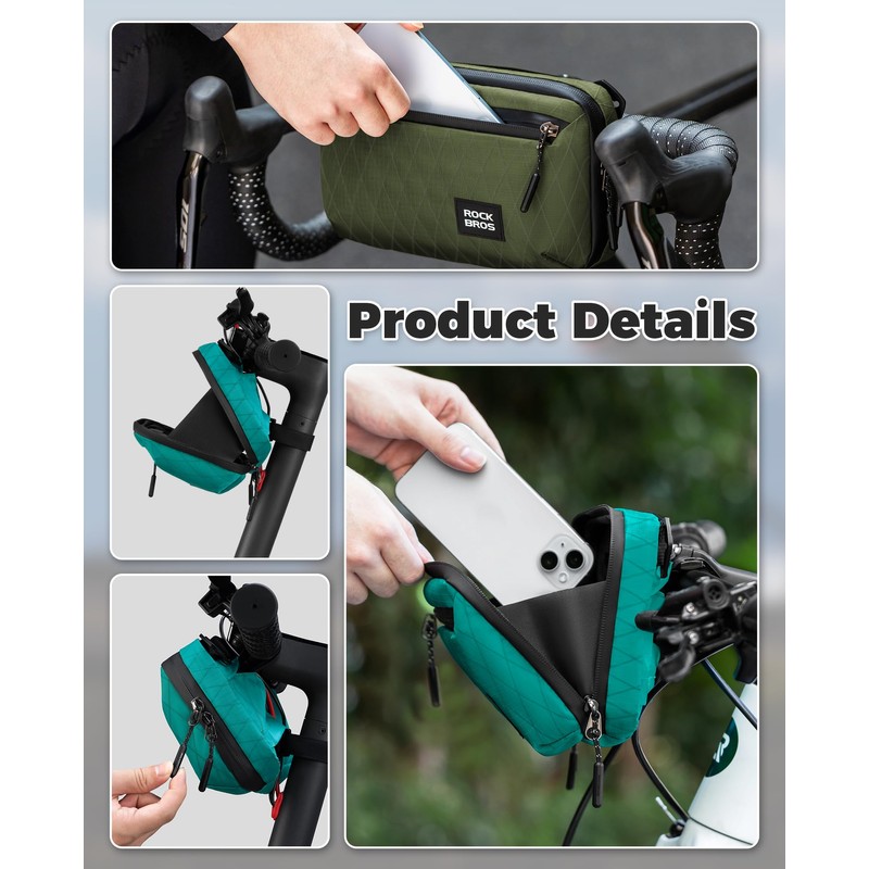 ROCKBROS Bicycle Handlebar Bag Front-Mounted Cycling Pouch with Detachable Shoulder