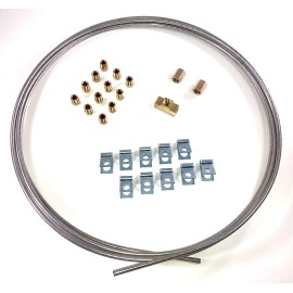 TheStopShop 16 Ft. of 3/16 Stainless Brake Line W/ Unions, Clips, Fittings, Tee