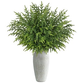 4 Pcs Christmas Norfolk Pine Stems, 36 Inch Real Touch Artificial Norfolk Pine Branches Christmas Greenery Stems, Faux Pine Branches for Vase DIY Garland Wreath Indoor Outdoor Home Decor