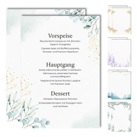 15 Blank Menu Cards for Menus and Drinks Cards for Wedding, Birthday, Confirmation (Eucalyptus 6)