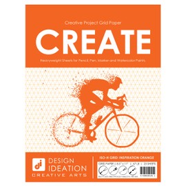 Design Ideation Orange Grid Paper : Premium Multi-Media Grid Paper for Pencil, Ink, Marker and Watercolor Paints. Great for Art, Design and Education. 25 Sheet Pack (8.5" x 11") (ISO Grid Horizontal)