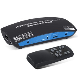 4K@60Hz HDMI Switch 4x1 with 7.1 Audio Extractor, avedio links 4 Port HDMI2.0b Switch Box with HDMI Atmos 7.1CH/ Optical 5.1CH/3.5mm Audio Out, HDMI2.0b Selector Switch with Remote