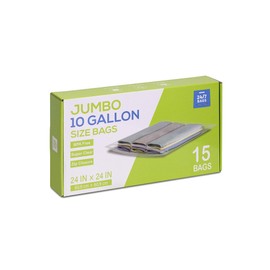 15 Count - Large Plastic Zip Bags, 10 Gallon Size (24" x 24"), Jumbo Storage Bags, Food-Contact Safe, 3 Mils, BPA-Free, Ideal for Seasonal Items, Clothes, Moving, and Other Storage Needs, Clear.