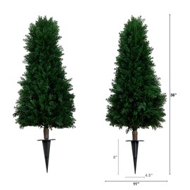 Nearly Natural 3ft. UV Resistant Artificial Cedar Plant with Integrated Ground Stake (Indoor/Outdoor) - Set of 2