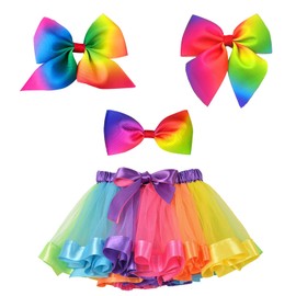 4-Piece Set Kids Clothes, Tutu Dresses for Girls, Rainbow Ballet Dress with Tied Bow Hair Accessories, Performance Props, Creative Costumes, Suitable for Birthday Party Photography
