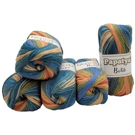 Ilkadim Export 5 x 100 g Knitting Yarn Papatya Batik Multicoloured with Colour Gradient, 500 g Knitting Wool Colourful, Colour Gradient Yarn (Petrol Brown Beige Green 554-38)