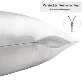 Texbee Natural Silk Pillowcase 40 x 80 cm, for Hair and Skin, Pack of 2, 22 Momme on Both Sides, with Hidden Zip, Soft, Breathable, Smooth, Standard Size, Silver Grey