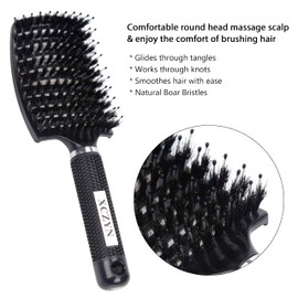 XCZYN Bristle Hair Brush, Fast Dry Hair Paddle Brush, Professional Curved Ventilated, Suitable for Men and Women, Long, Thick, Curly, Straight, Wet or Dry Hair (Black, 1