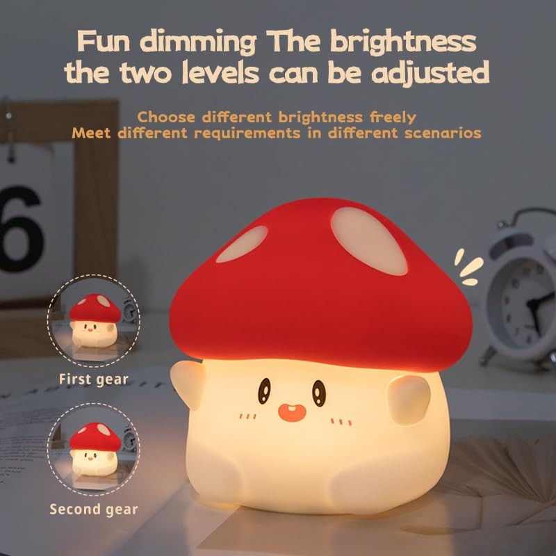 Gaoillneunji Mushroom Silicone Night Light for Kids - Squishy LED
