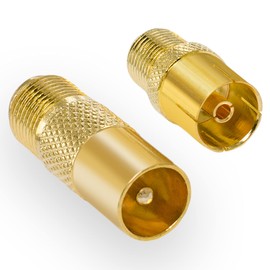 HB-Digital 2-Piece SAT Antenna Adapter Set – Antenna Plug (Male) and Antenna Socket (Female) to F Socket (SAT, Female) Gold-Plated