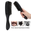 Men Beard Brush Long Handle Hair Cleaning Curved Wooden Mustache