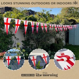 Premium Reusable England Bunting - 42 Euro 2024 Bunting Flags, Bunting Outdoor Waterproof, Euro 2024 Decorations, Euro Football 2024 Flag Bunting, Garden Bunting Outdoor (46ft, 42 England Flags)