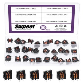 Swpeet 30Pcs 6 Types 5mH 10mH 15mH 20mH 30mH 40mH Inductance Coil Assortment Kit, Vertical E Shape Magnetic Inductor Monolayer Wire Wind Wound for Electronic Products