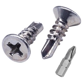 SKIR'CO Pack of 200 DIN 7504 P Galvanised Steel 3.5 x 13 mm Self-Drilling Screws for Metal, Tapping Screws, Countersunk Head