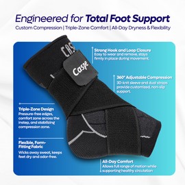 Caspe Breathable Ankle Brace for Women & Men with Adjustable X-Strap – 3D Knit Compression Support, Helps with Plantar Fasciitis, Achilles Tendon, and Ankle Stability (Pack of 2, Black, Medium)