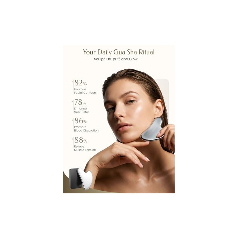 Stainless Steel Gua Sha Facial Tools, Guasha Tool for Face