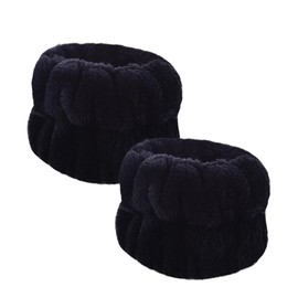 KENASTA 手首バンド 洗顔用 リストバンド 吸水 速乾 伸縮性あり マイクロファイバー製 ふわふわ柔らかい 肌触り良好 液体飛散防止 水濡れ防止 手首用汗止め 多機能 男女兼用 子供用 家事 ウォッシュバンド シュシュ タオルリストバンド (ブラック)