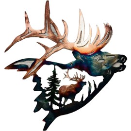 Alnicov Animal Shape Metal Wall Art,Elk Shoulder Up Metal Wall Art Decor for Living Room,Bedroom,Bathroom Indoor Outdoor