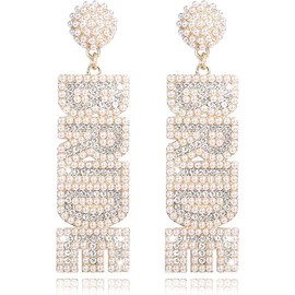 JUSTOTRY Bride Earrings for Bachelorette Party Favors,Bachelorette Earrings with Rhinestone for Bride to Be Decorations, BRIDE Letter Dangle Earring Wedding for Bridal Shower Gifts