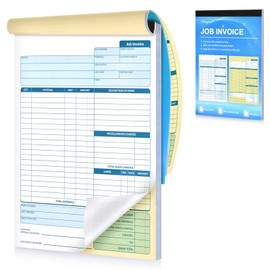 Large Job Work Order Forms, Job Invoice Forms/Receipt Book with Carbonless Copies for Small Business, 2 Part Carbonless Invoice Book, 8.5 x 11.4 inch, 50 Receipts - with Page Divider, Easy to Use