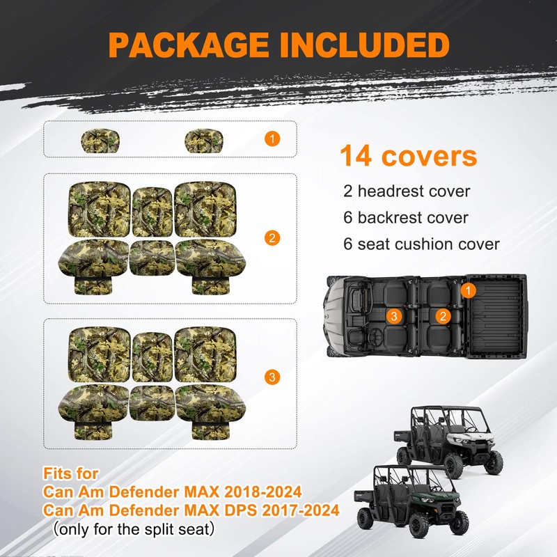 BORDAN UTV Waterproof Seat Cover for Can-Am Defender MAX 2018-2024/MAX