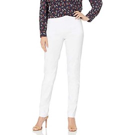 SLIM-SATION Women's Wide Band Pull On Straight Leg Pant with Front Pocket, 4, White