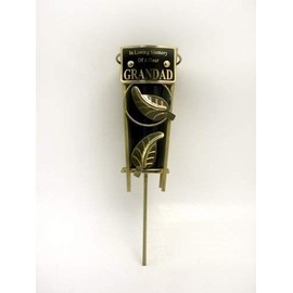 Cemetery Grave Vase with Metal Spike - In Loving Memory of a Dear GRANDAD plaque. Includes black plastic insert vase.