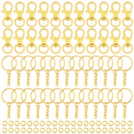 Keychain Rings for Crafts, Selizo 120pcs Gold Keychain Hardware Includes 60pcs Key Chain Hooks and 60pcs Key Rings for Keychains, Acrylic Blanks and Resin Craft