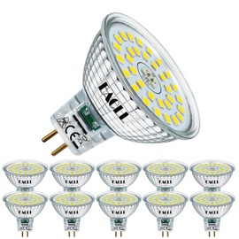 EACLL GU5.3 MR16 LED Bulbs 6.5 W Replaces 60 W Halogen Bulbs, Cool White 6400 K 700 lm, Flicker-Free AC/DC 12 V Spotlight, Non-Dimmable Reflector Lamps with 120° Beam Angle Spot, Pack of 10