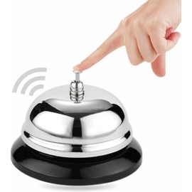 Reception Bell Counter Bell Calling Ringing Attention Stainless Steel Desk Hand Held for Wedding Party Butler Home Hotel Kitchen Meditation School College Training Pet Animals Household Product