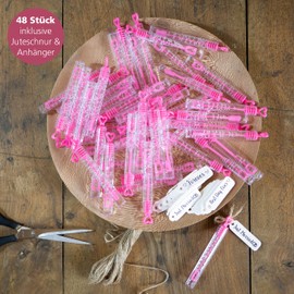 Louisiana premium soap bubbles set in pink - 48 pieces with heart handle - loving gift for wedding baptism birthday golden wedding engagement Valentine's Day guest gift party - ideal setting for gorgeous photos