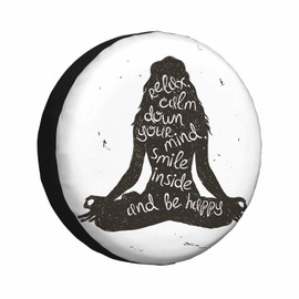MIYASANG Woman Meditation Silhouette Spare Tire Cover Girl Sitting in Lotus Pose Relax Happy Weatherproof Universal Wheel Protectors Camper Tire Covers for Trailer Rv Travel(17 inch)