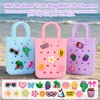 Silicone Small Rubber Beach Bag with 20 Charms, Hole Handbag