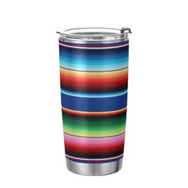 xigua Mexican Serape Blanket Stripes Tumbler with Lid, Stainless Steel Vacuum Insulated Coffee Ice Cup Double Wall Travel Flask for Hot and Cold Drinks, 20oz