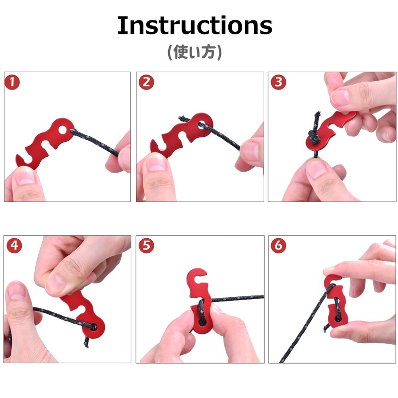Azarxis Aluminum Alloy Paracord Tensioners Rope Adjuster, Ultralight Strong Tent