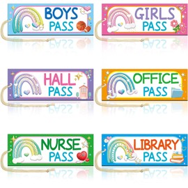 Hall Passes for Classrooms High School 6PCS Rainbow Magnetic Hall Passes Office Nurse Library Boys Girls Passes Teacher Student Classroom Supplies