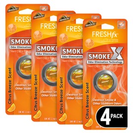 Armor All Car Air Freshener and Purifier, Smoke X, Odor Eliminator for Cars, Trucks, Freshfx Citrus Breeze Car Vent Clip, 0.08 Fl Oz Each, 4 Pack