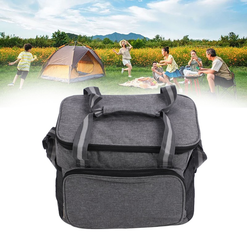 Insulated Lunch Bag Grey Oxford Cloth 15L High Capacity Insulated