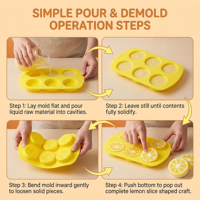 2Pcs Yellow Silicone Lemon Molds