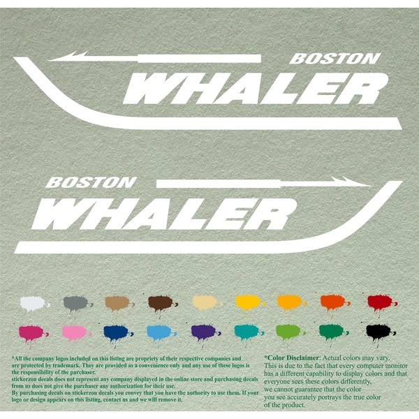 Pair of Boston Whaler Compatible Replacement Decals Vinyl Stickers Boat