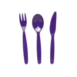 Harfield Small Polycarbonate Plastic Cutlery Set 17cm Purple (x4 Sets)