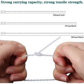 Pasow Beaded Cable Tie Wrap Releasable Reusable Zip Ties Adjustable Self Locking Nylon Cable Zip Ties - 100 Pack (10 Inch/267mm)